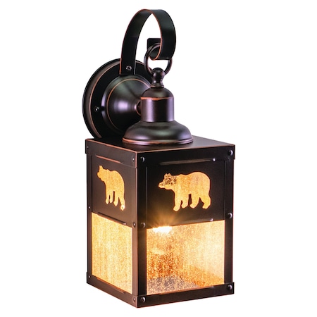 Vaxcel Bozeman 1 Light Bronze Rustic Bear Tree Outdoor Wall Lantern Clear Glass OW35053BBZ